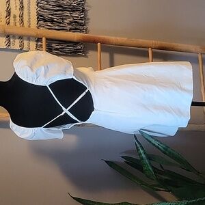 Zara Puffed Sleeve Open Back Mini Dress